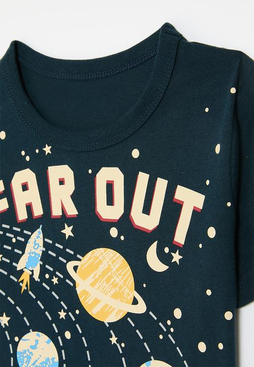 Pop Candy - Far out print tee-navy blue