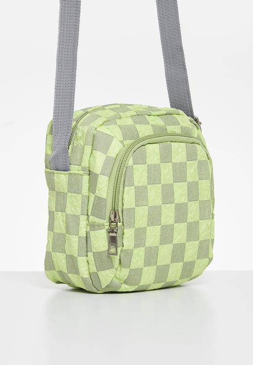 Pop Candy - Checker board shoulder bag - green & grey