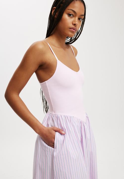 Cotton On - Romee Maxi Dress - Pink & Blue Stripe