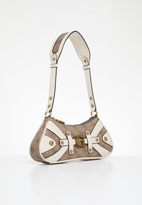 GUESS - Mintha mini top zip shldr bag - latte logo/stone