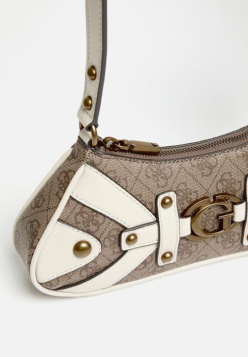 GUESS - Mintha mini top zip shldr bag - latte logo/stone