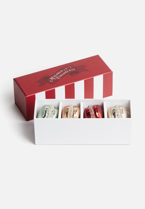 H&M - 4-Pack macaroon christmas decorations - Dark red light green