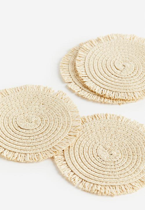 H&M - 4-Pack straw coasters - light beige