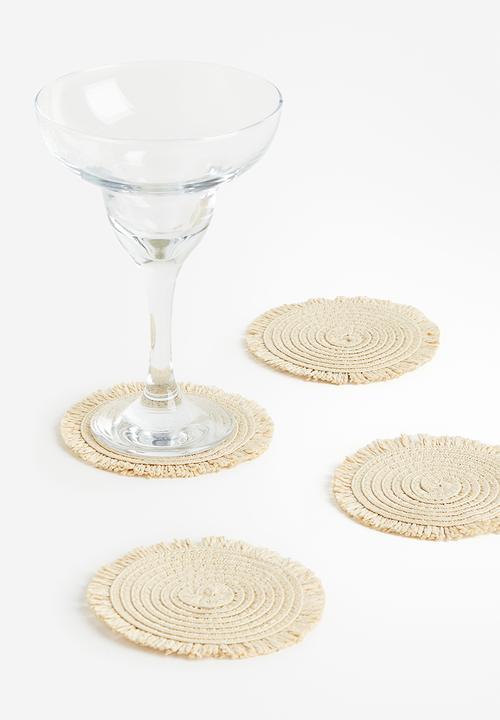 H&M - 4-Pack straw coasters - light beige