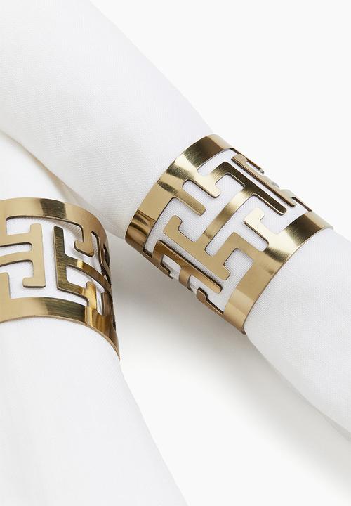 H&M - 2-Pack metal napkin rings - gold-coloured patterned 