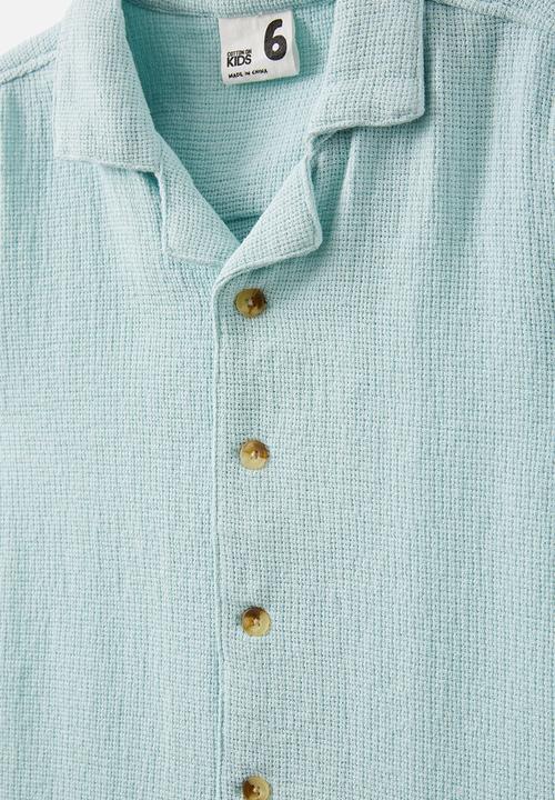 Cotton On - Cabana short sleeve shirt - barber blue/texture