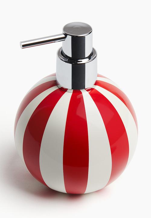 H&M - Round soap dispenser - Bright red Striped