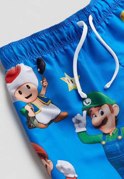 H&M - Printed swim shorts - bright blue super mario