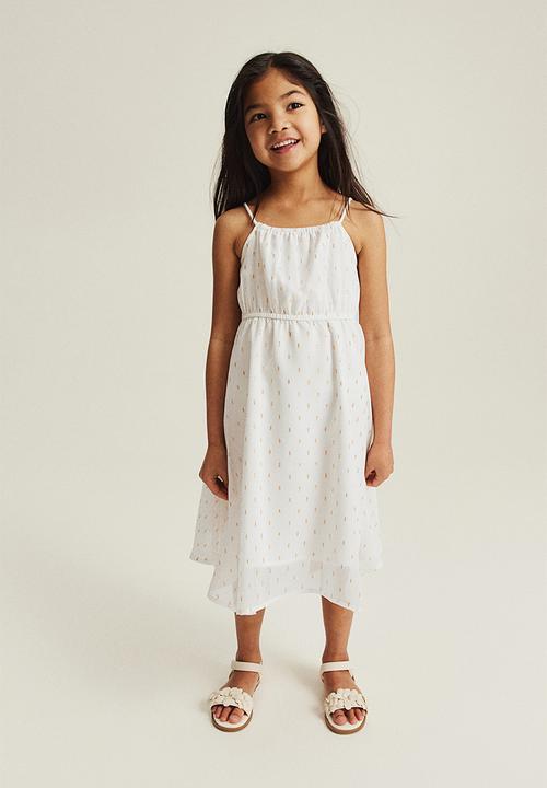 H&M - Asymmetric chiffon dress - white patterned 