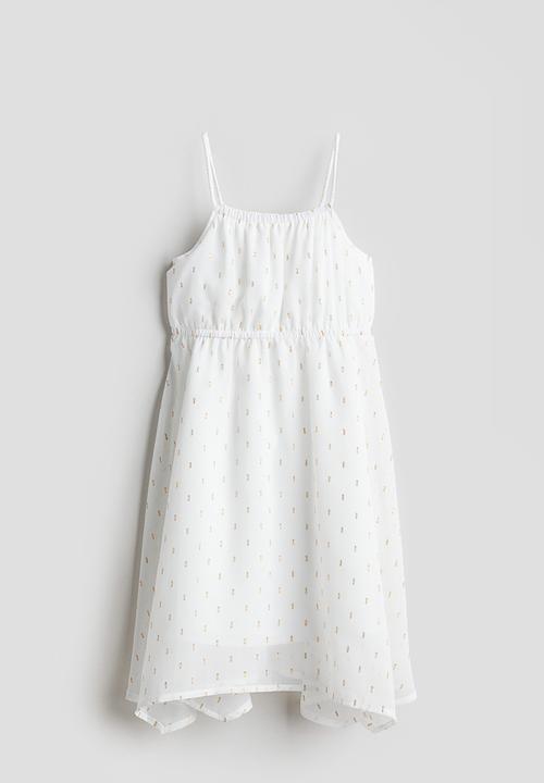 H&M - Asymmetric chiffon dress - white patterned 