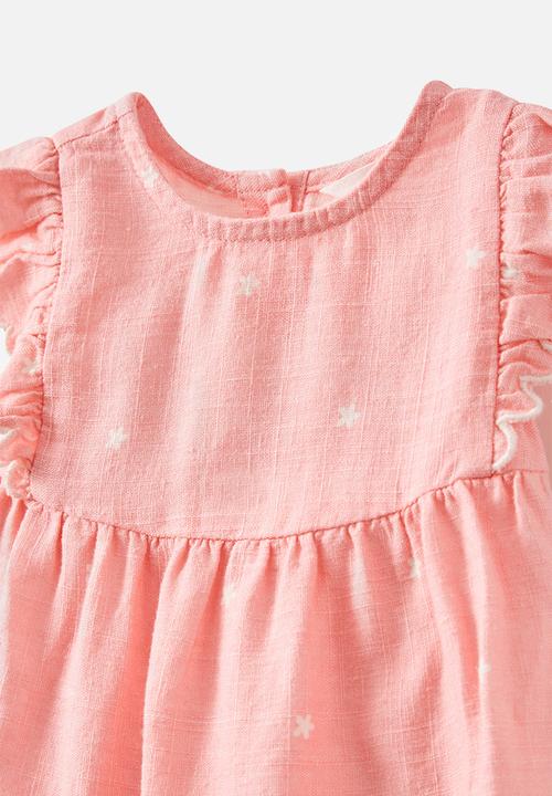 Cotton On - Bessy flutter sleeve top and short set - coral dreams/ditsy flower