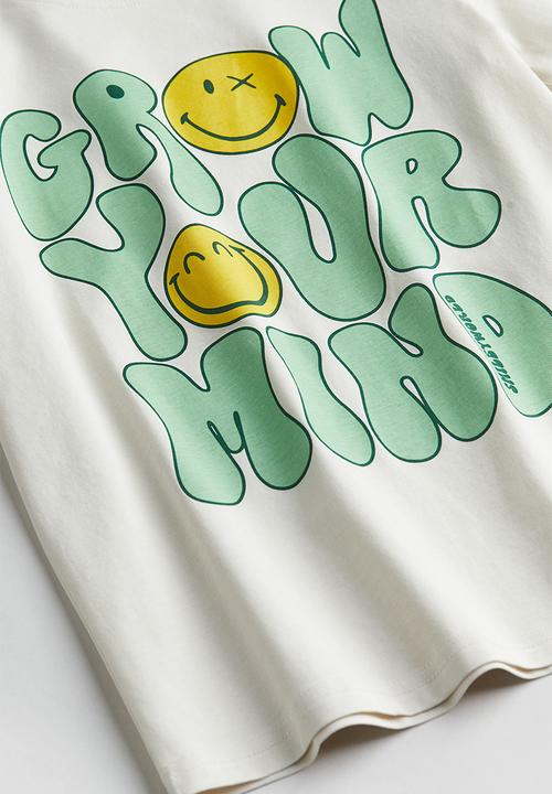 H&M - Printed T-shirt - light beige smileyworld®