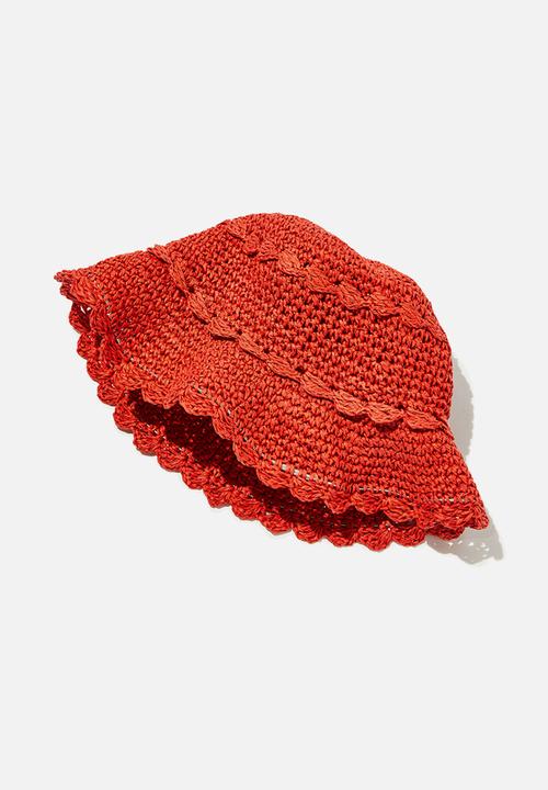 Rubi - Emme straw bucket hat - solid red