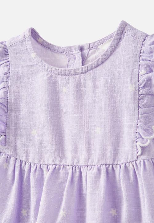 Cotton On - Bessy flutter sleeve top and short set - vintage lilac/ditsy flower