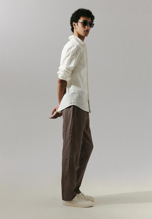 H&M - Regular fit linen trousers - dark beige