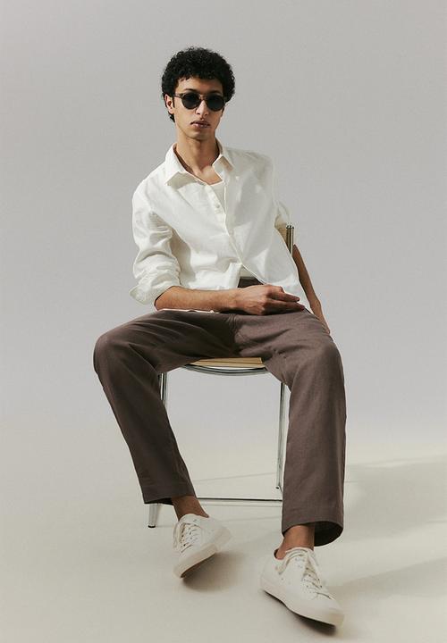 H&M - Regular fit linen trousers - dark beige
