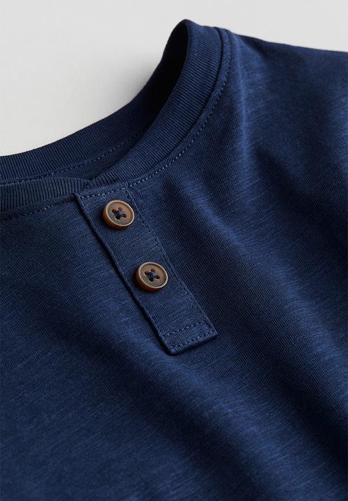 H&M - Cotton henley t-shirt - navy blue