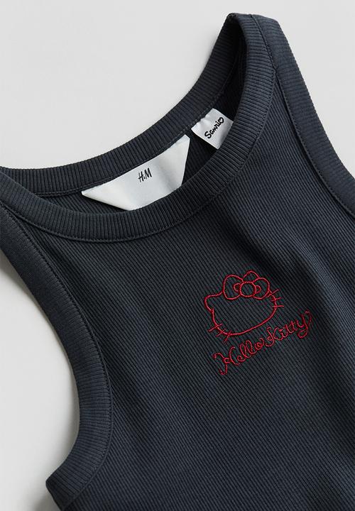 H&M - Ribbed vest top - dark grey & hello kitty