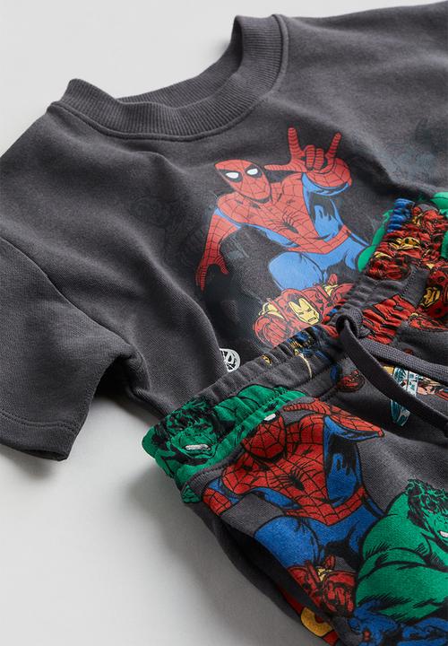 H&M - 2-Piece printed sweatshirt set - grey marvel comics 
