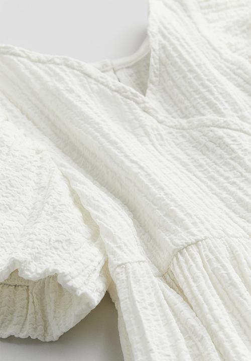 H&M - Puff-sleeved dress - white