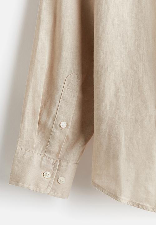 H&M - Relaxed fit linen-blend shirt - beige