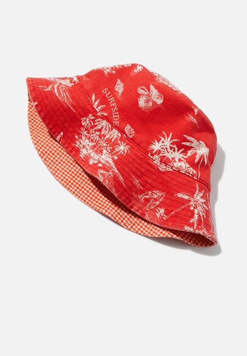 Rubi - Reversible bianca bucket hat - beachside toiles red/gingham