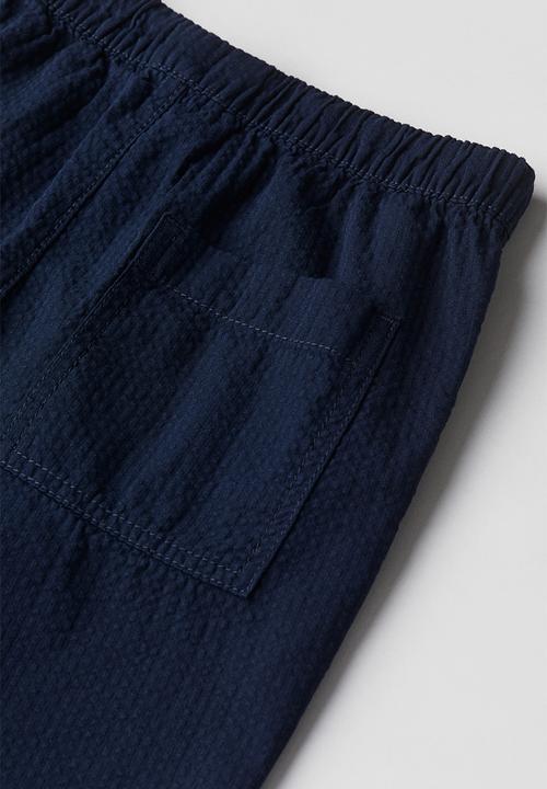 H&M - Seersucker joggers - navy blue