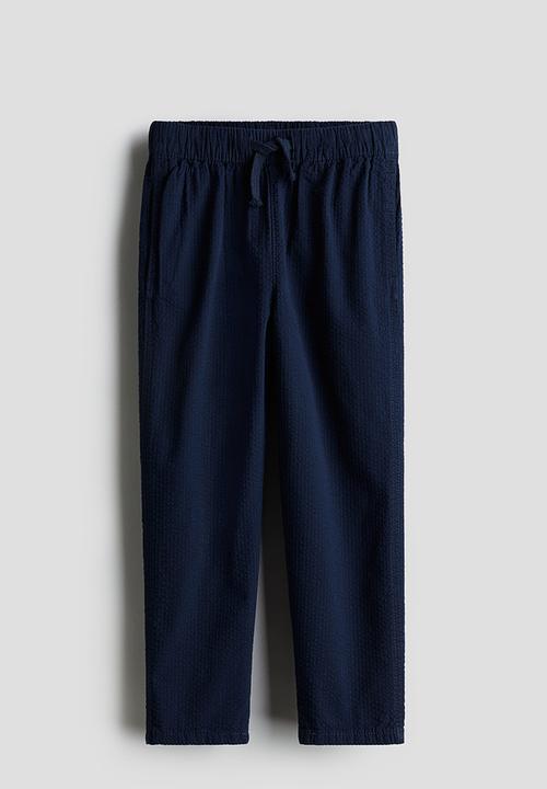 H&M - Seersucker joggers - navy blue