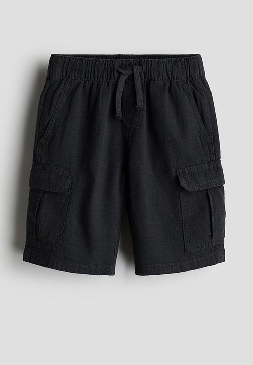 H&M - Linen-blend cargo shorts - black