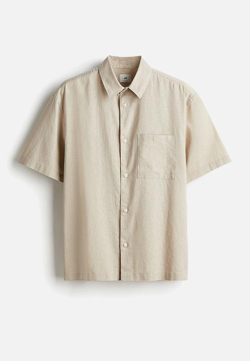 H&M - Loose fit short-sleeved linen-blend shirt - beige