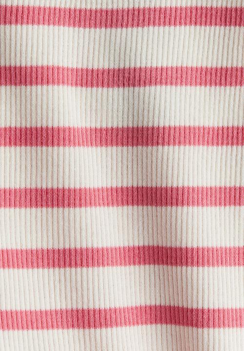 H&M - Ribbed cycling shorts - white & pink striped