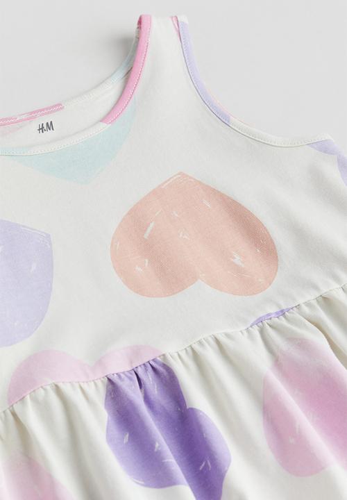 H&M - Patterned cotton dress - white & hearts