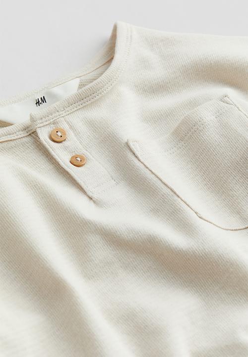 H&M - Henley T-shirt - natural white