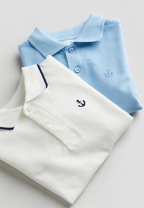 H&M - 2-pack polo shirts - white/light blue