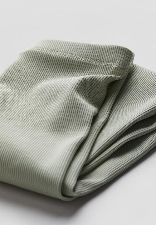 H&M - Ribbed jersey leggings - light dusty green