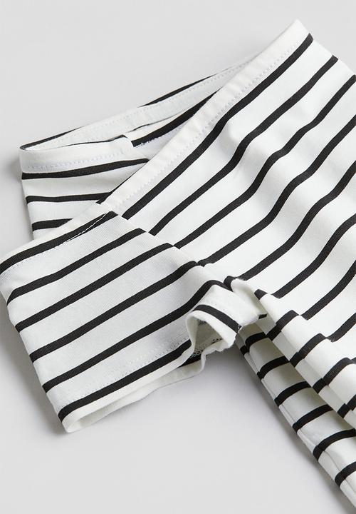 H&M - Off-the-shoulder jersey top - white & striped 