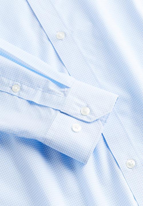 H&M - Slim fit easy-iron shirt - light blue checked 