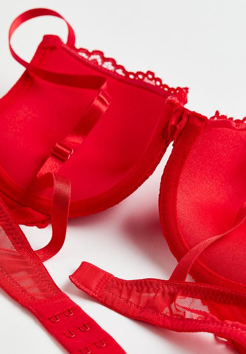 H&M - Lace push-up bra - red