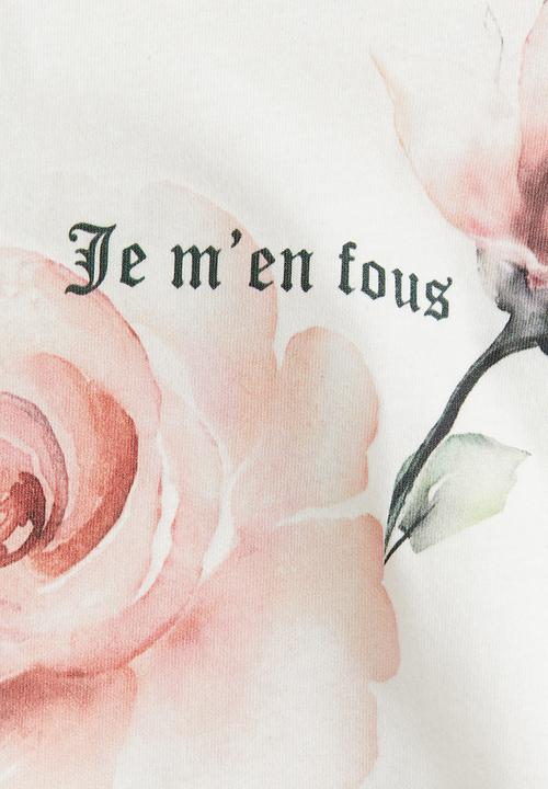 H&M - Printed T-shirt - cream/roses