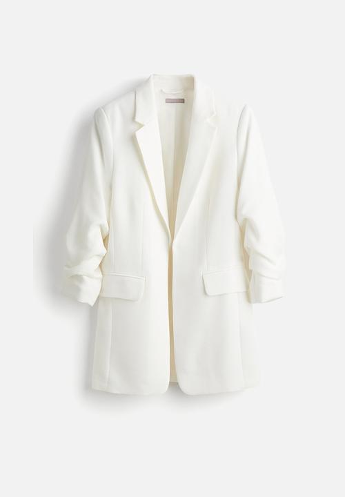 H&M - Gathered-sleeve jacket - white