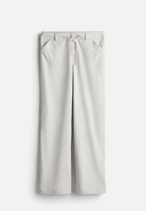 H&M - Linen-blend straight trousers - light grey