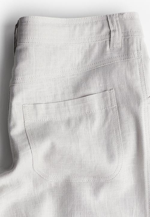 H&M - Linen-blend straight trousers - light grey