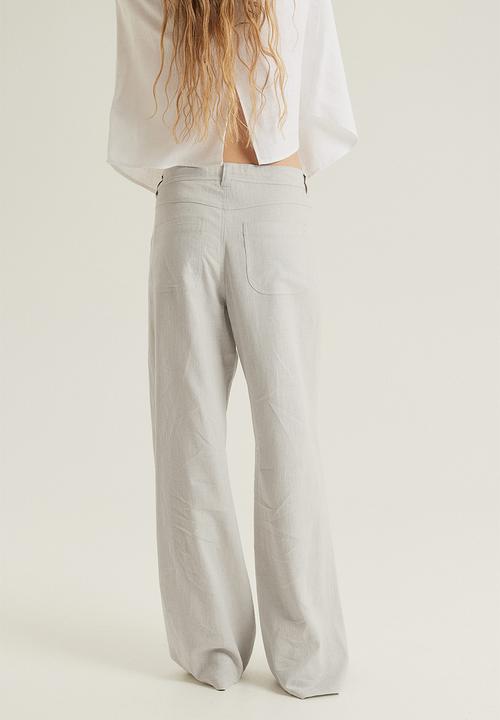 H&M - Linen-blend straight trousers - light grey