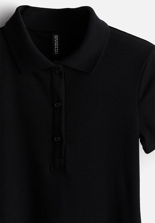 H&M - Collared ribbed dress - black