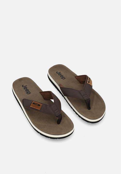 JEEP - Branded comfort thong sandal - brown
