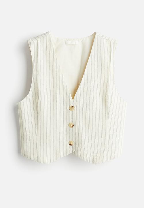 H&M - Suit waistcoat - cream pinstriped