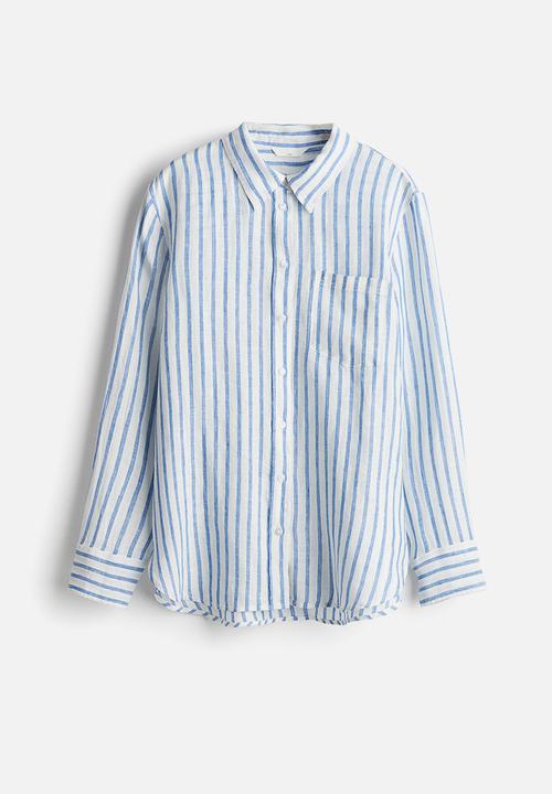 H&M - Linen shirt - white & blue striped