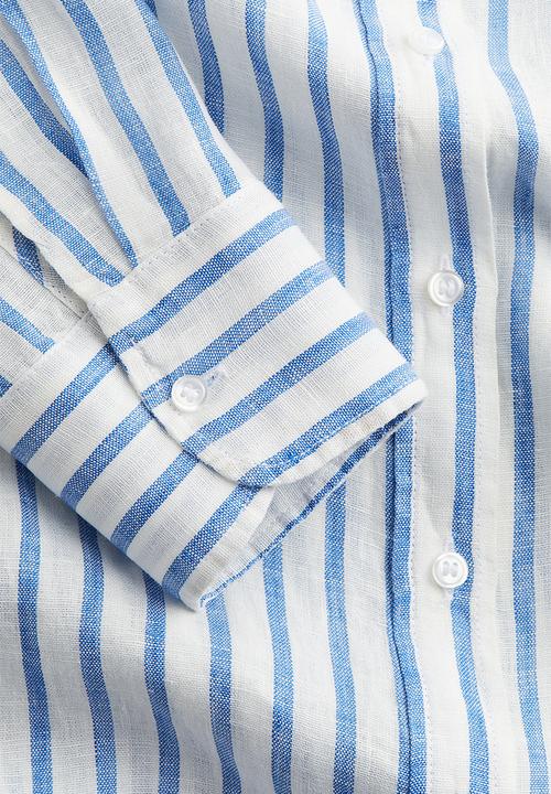 H&M - Linen shirt - white & blue striped