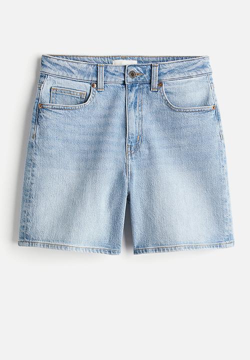 H&M - High-waisted denim shorts - light denim blue