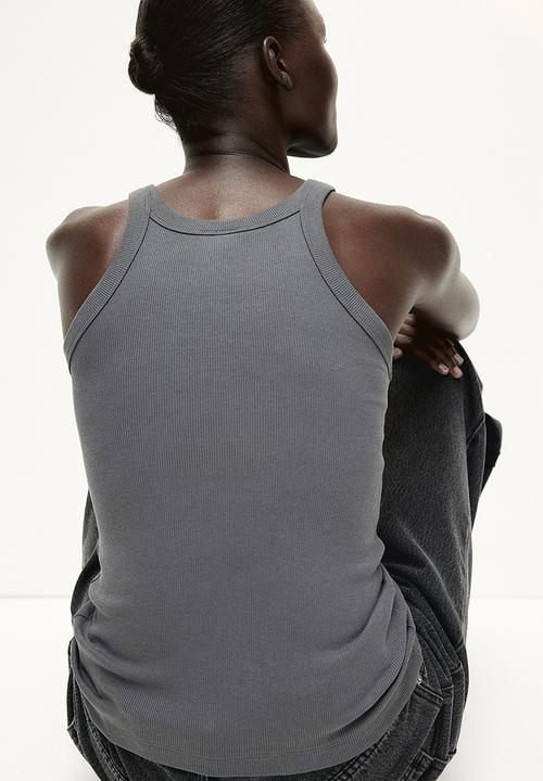 H&M - Ribbed vest top - dark grey